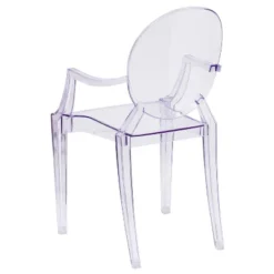 Emma And Oliver 4 Pack Oval Back Ghost Chair - Arms In Transparent Crystal - Stackable Side Chair -HOMCOM Shop GUEST b4ac09e3 0764 459a 9bfb da46fbd9b578