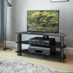 Corner TV Stand For TVs Up To 43" Black - CorLiving