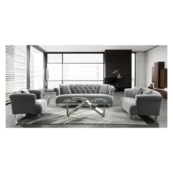 Elegance Contemporary Sofa Velvet Gray - Armen Living -HOMCOM Shop GUEST b4ff95e7 7dd5 4375 8152 4506140d3671