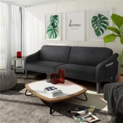 Yaheetech Upholstered Convertible Sofa Bed Futon With Adjustable Split Back -HOMCOM Shop GUEST b65fa624 e6ad 4997 8162 4fee5309a93d