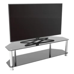 Glass Shelves TV Stand For TVs Up To 65" - Silver/Black -HOMCOM Shop GUEST b71ee836 f6a6 4374 8038 9e651a8eb016