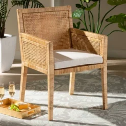 Karis Wood And Rattan Armchair Natural/White - Bali & Pari -HOMCOM Shop GUEST b7202390 20bb 4077 bc29 16f176566f4d
