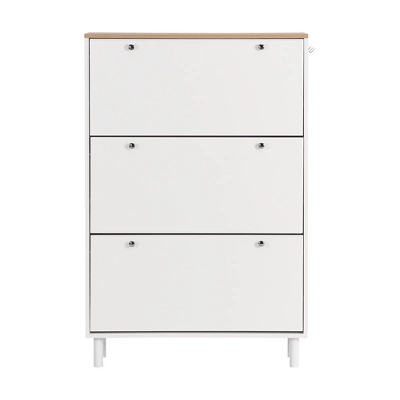 Narrow Design Shoe Cabinet With 3 Flip Drawers, 3 Hooks And Adjustable Panels - ModernLuxe 7 Narrow Design Shoe Cabinet With 3 Flip Drawers, 3 Hooks And Adjustable Panels - ModernLuxe - Image 5
