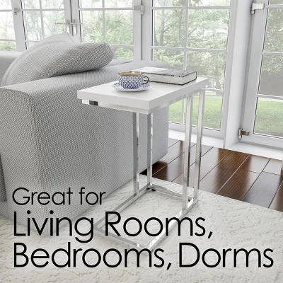 Hastings Home C-Shaped Sofa Side Table Space-Saving, White 7 Hastings Home C-Shaped Sofa Side Table Space-Saving, White - Image 5