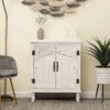 LuxenHome Farmhouse White Wood 2-Door Accent Storage Cabinet. 1 LuxenHome Farmhouse White Wood 2-Door Accent Storage Cabinet. -HOMCOM Shop GUEST b8e6ed51 f218 4c32 a554 1ed4d5ebe25a