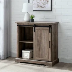Tertia Grooved Sliding Barn Door Transitional Accent Cabinet - Saracina Home -HOMCOM Shop GUEST baa6c551 b5a6 44a9 b601 63d0426173d8