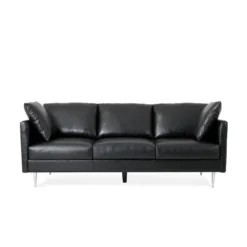 Brockbank Modern Faux Leather 3 Seater Sofa With Pillows - Christopher Knight Home -HOMCOM Shop GUEST bacf503a 0239 4592 b703 0eaae22103d7