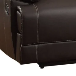 Leather Double Reclining Sofa With Drop Down Cup Holders Brown - Benzara -HOMCOM Shop GUEST bc0c1478 87fc 4be7 bac8 43bcaa1967d3