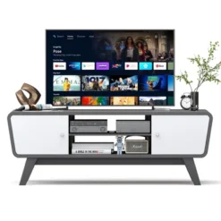Tangkula Mid Century TV Stand For TVs Up To 55" Media Console Table Sliding Door -HOMCOM Shop GUEST bd81834b e5f9 48da ae6a 79378f3ba2ee
