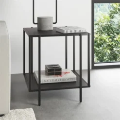 Black Bronze Side Table With Metal Shelf - Henn&Hart -HOMCOM Shop GUEST bd96e430 f2e2 4fbe a1c4 c5c73bd81660