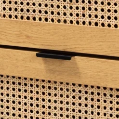 Sawyer Wood And Metal 3 Drawer Storage Cabinet With Natural Rattan Oak Brown/Black - Baxton Studio -HOMCOM Shop GUEST be9c7ee2 f0a9 44d0 89e7 8c2f73d042e8