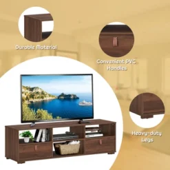 Costway TV Stand Entertainment Media Center Console For TV's Up To 60'' W/Drawers WalnutBlack -HOMCOM Shop GUEST bfdcf074 e9e6 4772 a042 10a8b1d8bbcd