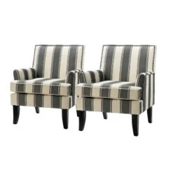 Set Of 2 Sara Upholstered Accent Arm Chair With Nail Head Trim | Karat Home-Stripe Red 29 Set Of 2 Sara Upholstered Accent Arm Chair With Nail Head Trim | Karat Home-Stripe Red -HOMCOM Shop GUEST c041aa4d 6e5f 4345 b106 9c065f8e9909