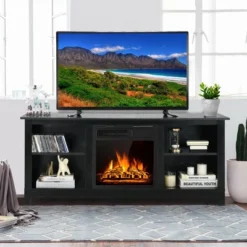 Costway 58'' 2-Tier Fireplace TV Stand W/18'' 1500W Electric Fireplace 65'' -HOMCOM Shop GUEST c04393b8 412c 433f 8ab1 f0818c93436e