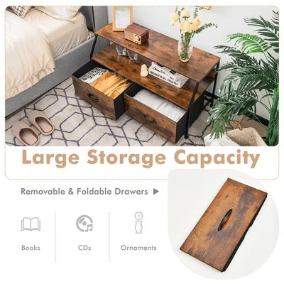 Costway Dresser TV Stand Media Console Table Organizer W/2 Storage Drawer & Open Shelves 7 Costway Dresser TV Stand Media Console Table Organizer W/2 Storage Drawer & Open Shelves - Image 5