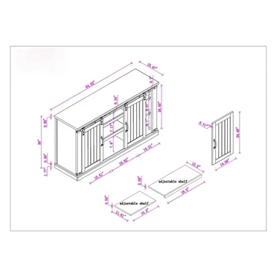 Sliding Doors TV Stand For TVs Up To 60" - Home Essentials 16 Sliding Doors TV Stand For TVs Up To 60" - Home Essentials - Image 14
