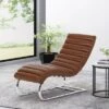 Pearsall Modern Channel Stitch Chaise Lounge Cognac Brown/Silver - Christopher Knight Home -HOMCOM Shop GUEST c19a9d0d 2739 4de6 b40c de8a7b2a5cad