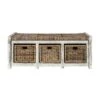 Happimess Rustic 43.3" 3 Drawer Wicker Storage Bench, Gray -HOMCOM Shop GUEST c23fcdbb 9829 4d0b b4f1 1d87e3d2fb2f