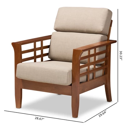 Baxton Studio Larissa Modern Classic Mission Style Cherry Finished Wood And Fabric High Back Cushioned Living Room Dark Beige Cherry 10 Baxton Studio Larissa Modern Classic Mission Style Cherry Finished Wood And Fabric High Back Cushioned Living Room Dark Beige Cherry - Image 8
