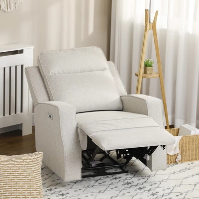 HOMCOM Electric Power Recliner Armchair With USB Charging Station, Sofa Recliner With Linen Upholstered Seat And Retractable Footrest, Cream White 7 HOMCOM Electric Power Recliner Armchair With USB Charging Station, Sofa Recliner With Linen Upholstered Seat And Retractable Footrest, Cream White - Image 5