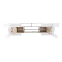 Versatile TV Stand For TVs Up To 80" With 2 Lighted Glass Shelves And LED Color Changing Lights - ModernLuxe -HOMCOM Shop GUEST c28e0a5e 9c59 4b22 8db0 657c95043e33