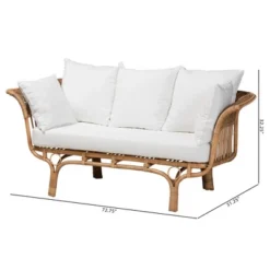 Edana Natural Rattan Sofa With Cushion White/Natural Brown - Bali & Pari -HOMCOM Shop GUEST c2eca1f2 d831 44de a4f8 a3a4a43853de