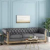 Saragus Chesterfield Tufted 3 Seater Sofa With Nailhead Trim Charcoal/Dark Brown - Christopher Knight Home -HOMCOM Shop GUEST c3a973a5 62c4 4a37 8be3 fc344fc9cca3