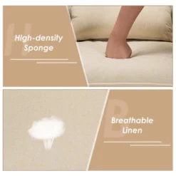 Costway Accent Chair Upholstered Linen Armchair Sofa Chair W/Waist Pillow -HOMCOM Shop GUEST c3cae31a 9b6f 4cad 84c0 4454973d4e84