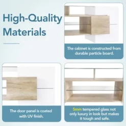 Versatile TV Stand For TVs Up To 80" With 2 Lighted Glass Shelves And LED Color Changing Lights - ModernLuxe -HOMCOM Shop GUEST c3f00bf9 675d 40c5 9046 8c46a662e804