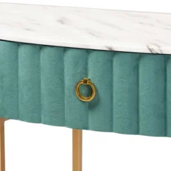 1 Drawer Beale Velvet Upholstered And Brushed Console Table Green/Gold - Baxton Studio -HOMCOM Shop GUEST c48a2fad ca55 4d81 945d b8e7beefa521