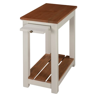 Savannah Chairside End Table With Pull Out Shelf Ivory With Natural Wood Top - Bolton Furniture 3 Savannah Chairside End Table With Pull Out Shelf Ivory With Natural Wood Top - Bolton Furniture