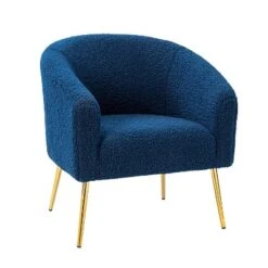 Vicenza Wooden Upholstered Accent Chair Contemporary Living Room Chair Polyester Barrel Chair With Metal Legs For Bedroom | Karat Home -HOMCOM Shop GUEST c533bb3f 3a4e 4ae3 8cc9 1326074c9fe0