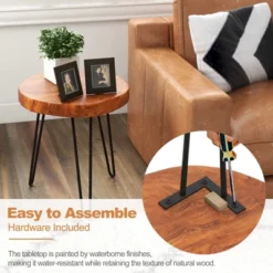 Costway Round End Table Accent Side Table Reclaimed Teak Wood Plant Stand Patio Rustic -HOMCOM Shop GUEST c5b8a2b6 489c 4513 99a9 e56b0a4be729