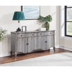 Jaime Rustic 4 Door 2 Drawer Storage Credenza/Sideboard Burnished Gray - Treasure Trove -HOMCOM Shop GUEST c5c78753 ae5d 4c26 ba54 740afbe4db23