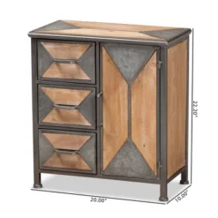 Laurel Wood 3 Drawer Cabinet Gray/Brown - Baxton Studio -HOMCOM Shop GUEST c6917f2b 22de 48f9 8f3b ff7d0d394170
