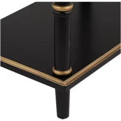 55 Downing Street Modern Luxe Wood Rectangular Accent Side End Table 15" X 24" With Drawer Shelf Black Gold For Living Room Home -HOMCOM Shop GUEST c6bd7080 3a03 40cc 889d e7ac3f236c98