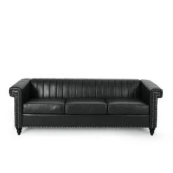 Drury Contemporary Channel Stitch 3 Seater Sofa With Nailhead Trim - Christopher Knight Home 25 Drury Contemporary Channel Stitch 3 Seater Sofa With Nailhead Trim - Christopher Knight Home -HOMCOM Shop GUEST c76fd34a 71d9 4417 886c c1578ecad0e3