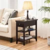 Yaheetech 3-tier Side Table With Power Outlets And USB Ports, Espresso