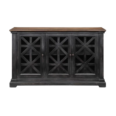 Vercelli 3 Door Credenza Black Rub - Treasure Trove Accents 3 Vercelli 3 Door Credenza Black Rub - Treasure Trove Accents