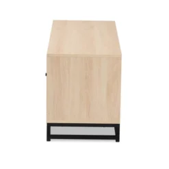 Ardon Bohemian Wood And Metal 2 Door Natural Rattan TV Stand For TVs Up To 40" Light Brown/Black - Baxton Studio -HOMCOM Shop GUEST c883117a 8d1a 4f4a 9329 39bf0ec33549