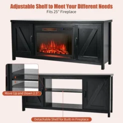 Costway 59'' Fireplace TV Stand W/ 25'' 1350W Electric Fireplace Heater Remote Control -HOMCOM Shop GUEST c89480d1 13ba 4cd7 bd3f a7b3ca7a3dae