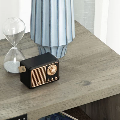 HOMCOM Farmhouse Side Table With 1 Drawer, 1 Open Shelf And Tabletop For Living Room, Set Of 2, Gray Oak 6 HOMCOM Farmhouse Side Table With 1 Drawer, 1 Open Shelf And Tabletop For Living Room, Set Of 2, Gray Oak - Image 4