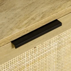 HOMCOM Bookshelf, Storage Cabinet With 3 Open Shelves And Natural Rattan Decor, Bookcase For Living Room, Study, Bedroom -HOMCOM Shop GUEST c9765dcd c56d 4606 9ab7 459e04607e60