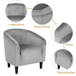 Yaheetech Velvet Club Accent Arm Chair Upholstered Barrel Chair -HOMCOM Shop GUEST c99e2a63 78a8 4cc6 a969 58f8de8de294