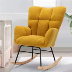 Epping Accent Modern Armchair Faux Shearling Fabric Nursery Glider Rocker, Wingback Chair Rocking Chairs-Maison Boucle -HOMCOM Shop GUEST c9c9de41 ddec 41c3 b4de 7434a5a2cf74