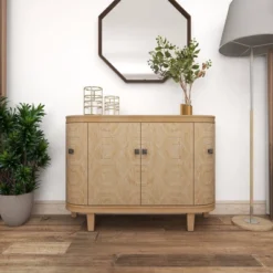 Traditional Carved Wood Curved Cabinet Brown - Olivia & May -HOMCOM Shop GUEST cad6b948 6559 4fa1 a33e 6f8bb56ddec9