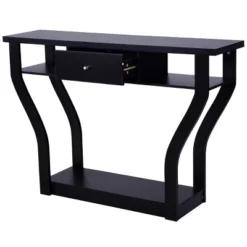 Costway Black Accent Console Table Modern Sofa Entryway Hallway Hall Furniture W/Drawer -HOMCOM Shop GUEST caed4f78 a331 494f b849 25b7b9f0738f