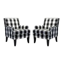 Set Of 2 Sara Upholstered Accent Arm Chair With Nail Head Trim | Karat Home-Stripe Red 34 Set Of 2 Sara Upholstered Accent Arm Chair With Nail Head Trim | Karat Home-Stripe Red -HOMCOM Shop GUEST cb459afb 7bb2 40df a800 606016908148