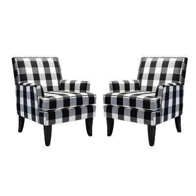Set Of 2 Sara Upholstered Accent Arm Chair With Nail Head Trim | Karat Home-Stripe Red 17 Set Of 2 Sara Upholstered Accent Arm Chair With Nail Head Trim | Karat Home-Stripe Red - Image 16