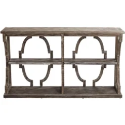 Crestview Collection Farmhouse Rustic Chestnut Wood Console Table 64" X 15" With Bookshelf Brown Antique White Wash 3-Tier For Living Room Entryway -HOMCOM Shop GUEST cb8bf3f9 6593 4d65 8cc4 7012ed391670
